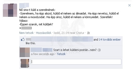 Nő sms-t küld a szerelmének
 
