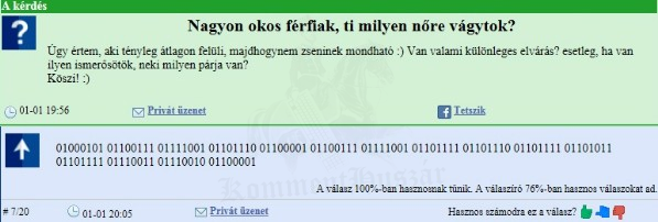 Bináris válasz
 
