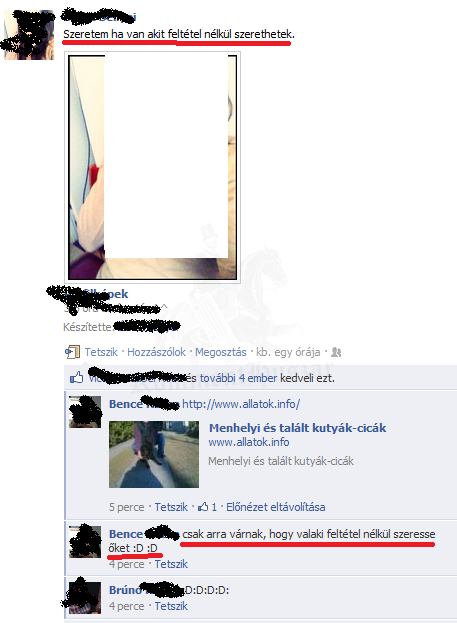 Szeretem ha van akit feltétel nélkül szerethetek.
 
