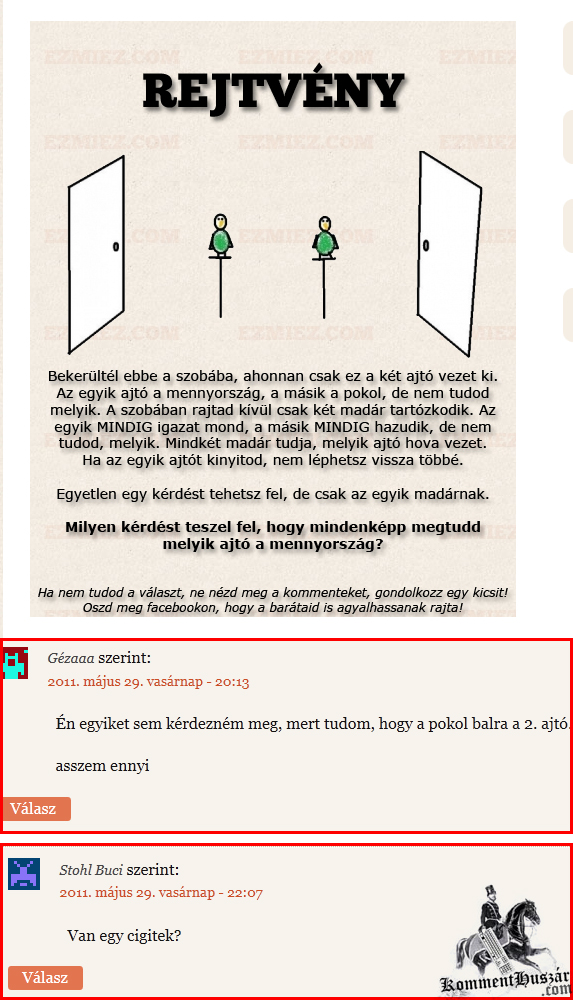 Rejtvény hozzászólások
 
